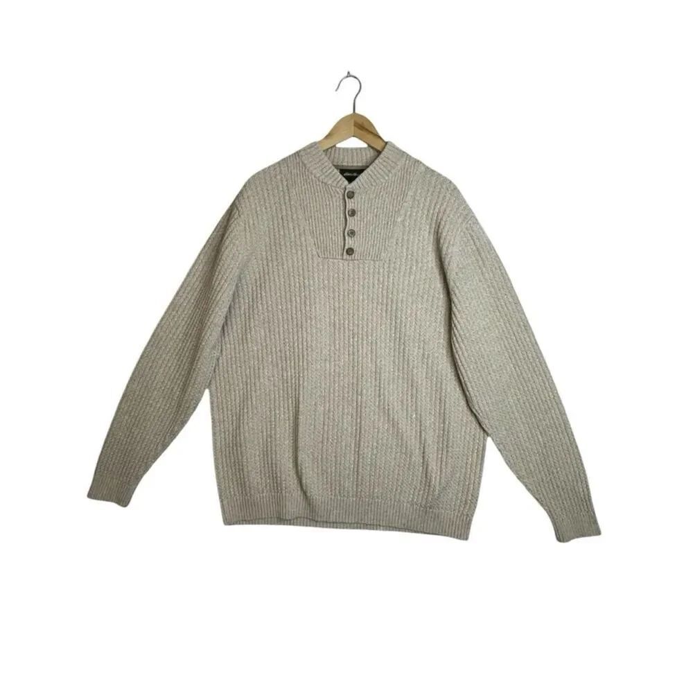 Eddie Bauer Y2K  100% Cotton Beige Sweater Size XL TALL